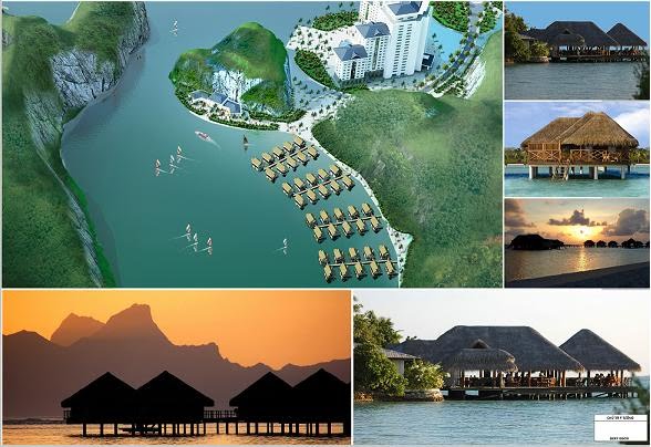 Phối cảnh nhà nổi tại Cát Bà Amatina.