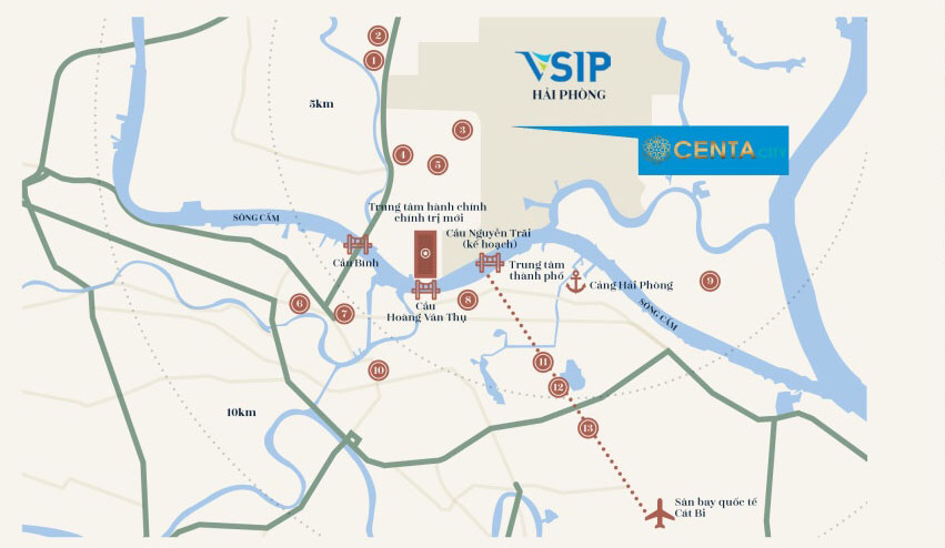 Vị trí dự án Centa City Hải Phòng 