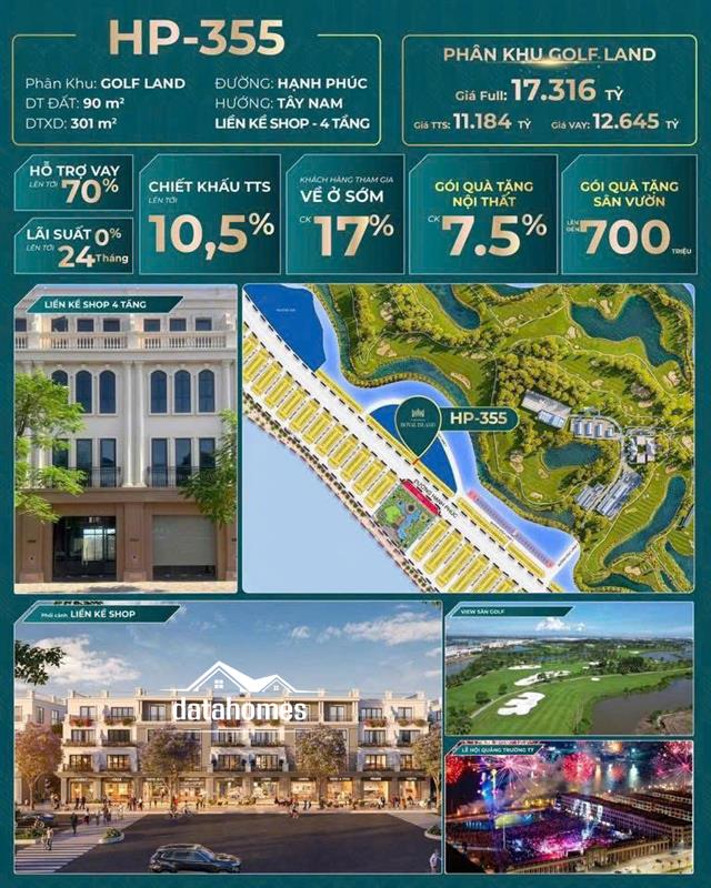 HP-355 – Shophouse Golf Land Trục Hạnh Phúc | Giá TTS Chỉ 11,184 Tỷ – Hưởng Trọn Không Gian Sân Golf Đẳng Cấp