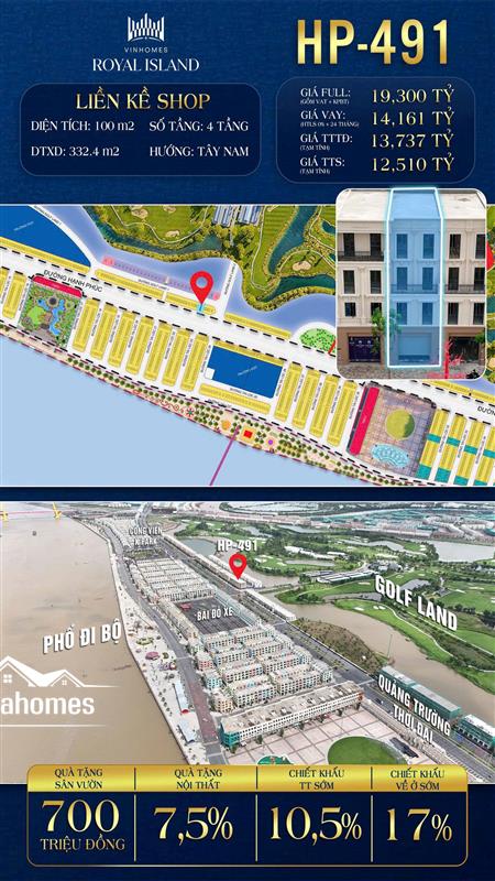 HP-491 🏡HP-491- Shophouse 4 tầng trục Đường Hạnh Phúc, kết nối trực tiếp phố đi bộ – công viên K-Park – quảng trường – Golf 