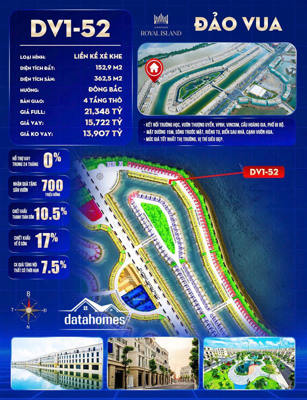 Độc Quyền Liền Kề Đảo Vua DV1-52 – Vị Thế Hiếm, Ưu Đãi Sâu Tới 17%, Giá TTS Chỉ 13,9 Tỷ